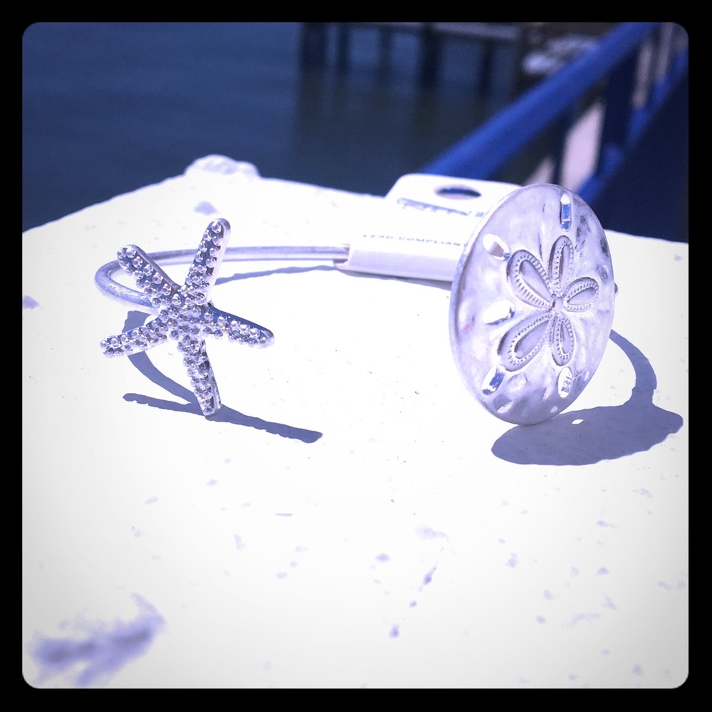 Sea life cuff bracelet silver tone